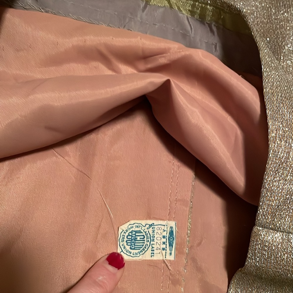 1950’s VTG bombshell Cathy Gray Gold Lurex cocktail Wiggle dress & bolero Set S - Picture 13 of 17